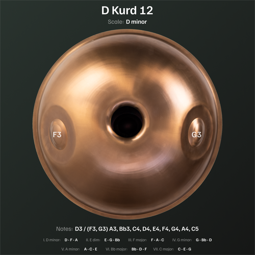 Handpan - D Kurd  - 12 Notes - By MAG Instruments