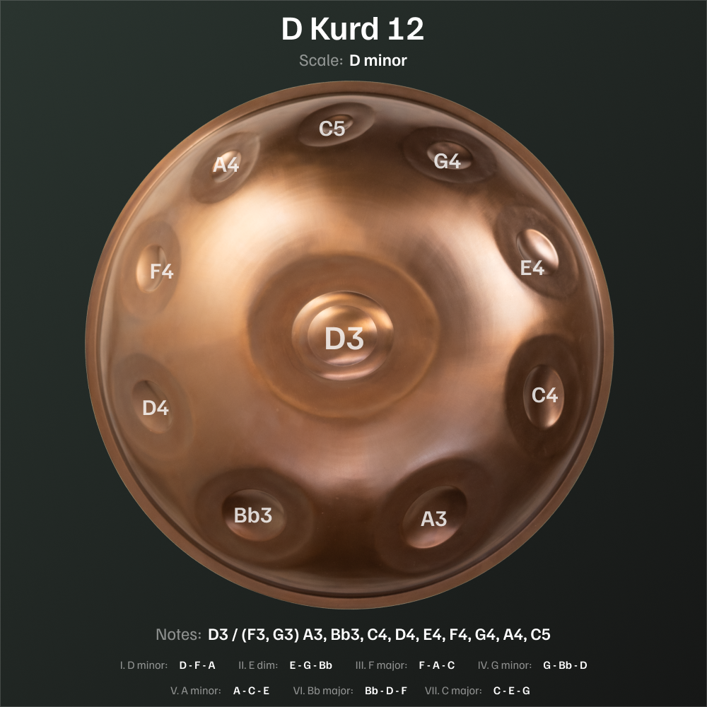 Handpan - D Kurd  - 12 Notes - By MAG Instruments
